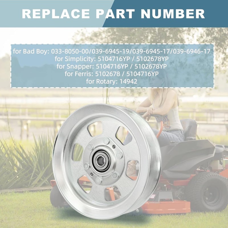 HTWORK 033-8050-00 Deck Idler Pulley Compatible with Bad Boy 039-6945-19 039-6945-17 039-6946-17 (1 PC) - Image 4